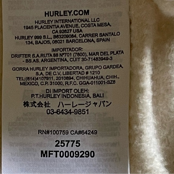 Hurley Men’s Hooded Sweatshirt In Bone Hurley Name And Logo On Front - Picture 12 of 14